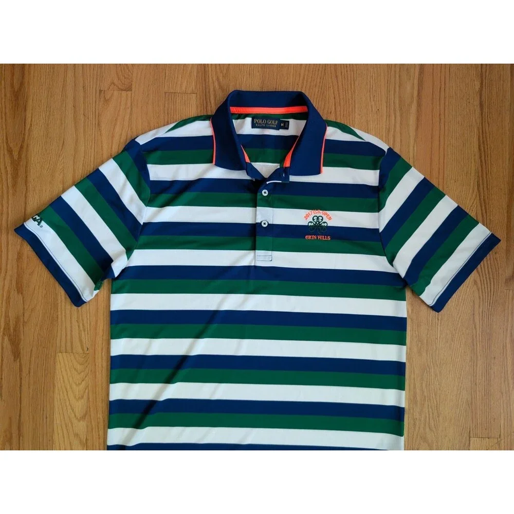 Erin Hills Polo Golf Ralph Lauren Polo Shirt Striped Medium 2017 US Open USGA